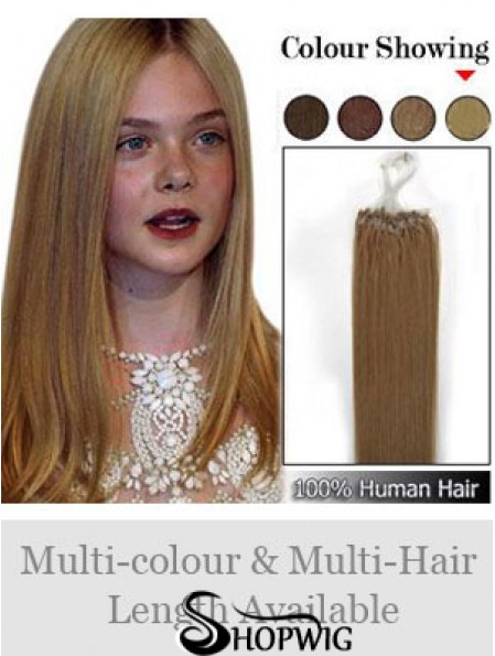 Modern Brown Straight Micro Loop Ring Hair Extensions
