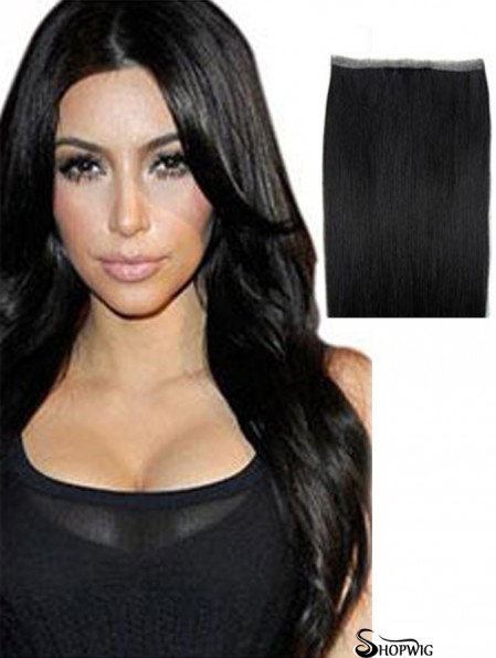 Straight Remy Human Hair Black Good Weft Extensions