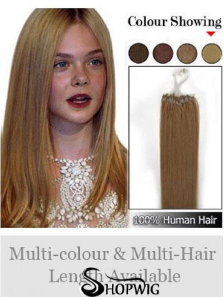 High Quality Brown Straight Micro Loop Ring Hair Extensions