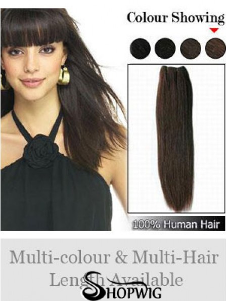 Straight Remy Human Hair Brown Durable Weft Extensions