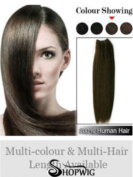 Straight Remy Human Hair Brown Soft Weft Extensions