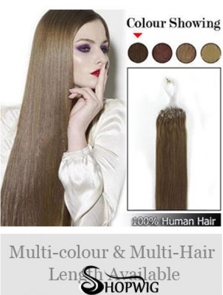 Fabulous Brown Straight Micro Loop Ring Hair Extensions