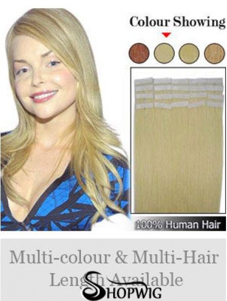 Blonde Straight Fashionable Remy Human Hair Tape In Hair Extensions