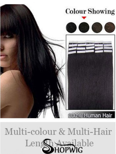 Black Straight Soft Remy Human Hair Tape In Hair Extensions