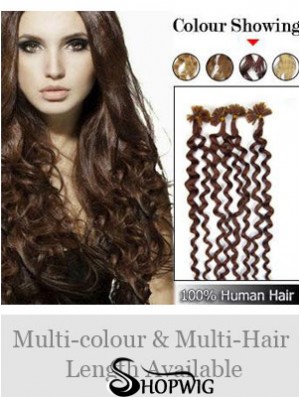 Auburn Curly Durable Nail/U Tip Hair Extensions