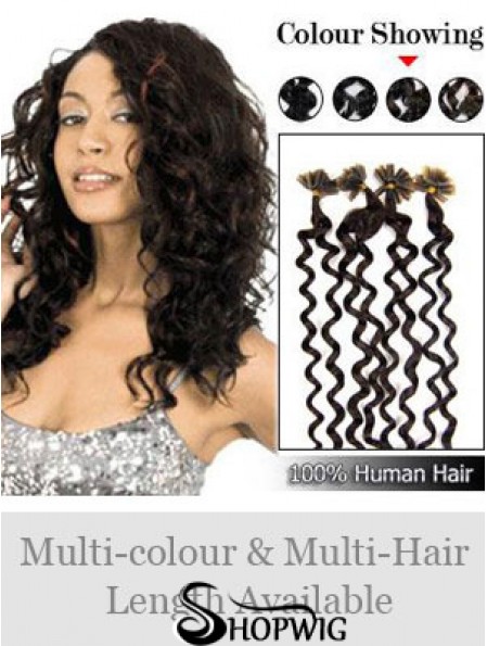 Black Curly Comfortable Nail/U Tip Hair Extensions