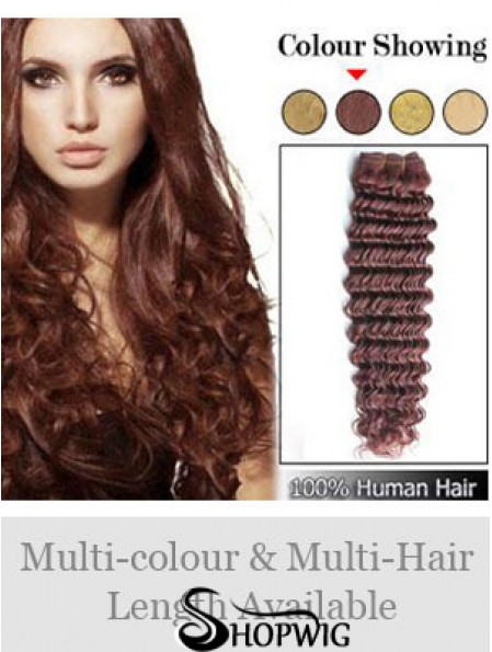 Wavy Remy Human Hair Auburn High Quality Weft Extensions