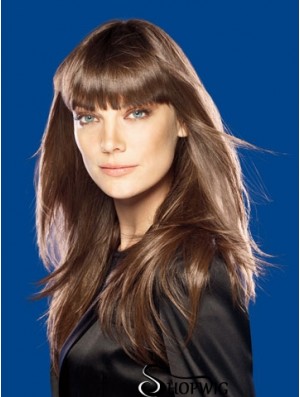 Modern Brown Straight Synthetic Clip In Hair Extensions