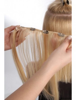 Flexibility Blonde Straight Remy Human Hair Clip In Hair Extensions