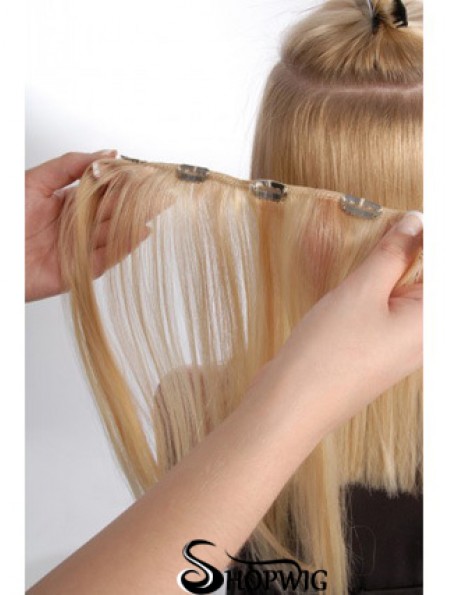 Flexibility Blonde Straight Remy Human Hair Clip In Hair Extensions