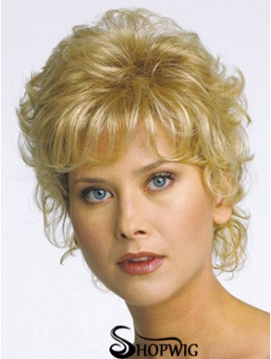 Short Curly Blonde Flexibility Synthetic Half Wigs