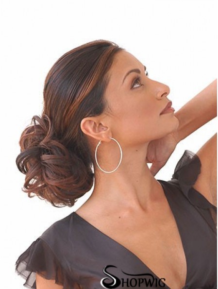 Comfortable Brown Curly Synthetic Clip In Hairpieces