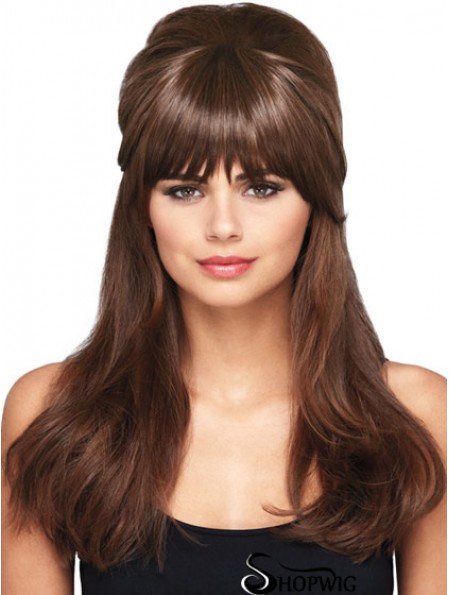 Designed Brown Straight Synthetic Clip In Hairpieces