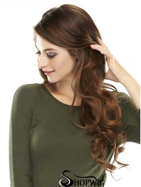 Online Brown Wavy Remy Human Hair Clip In Hairpieces