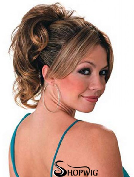 Ponytail Hair Extensions With Synthetic Wavy Style Brown Color